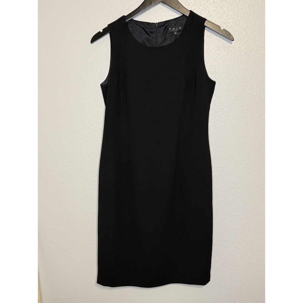 TRIO NY Black Sleeveless Sheath Dress Size‎ 6 Classic Cocktail Little Black USA